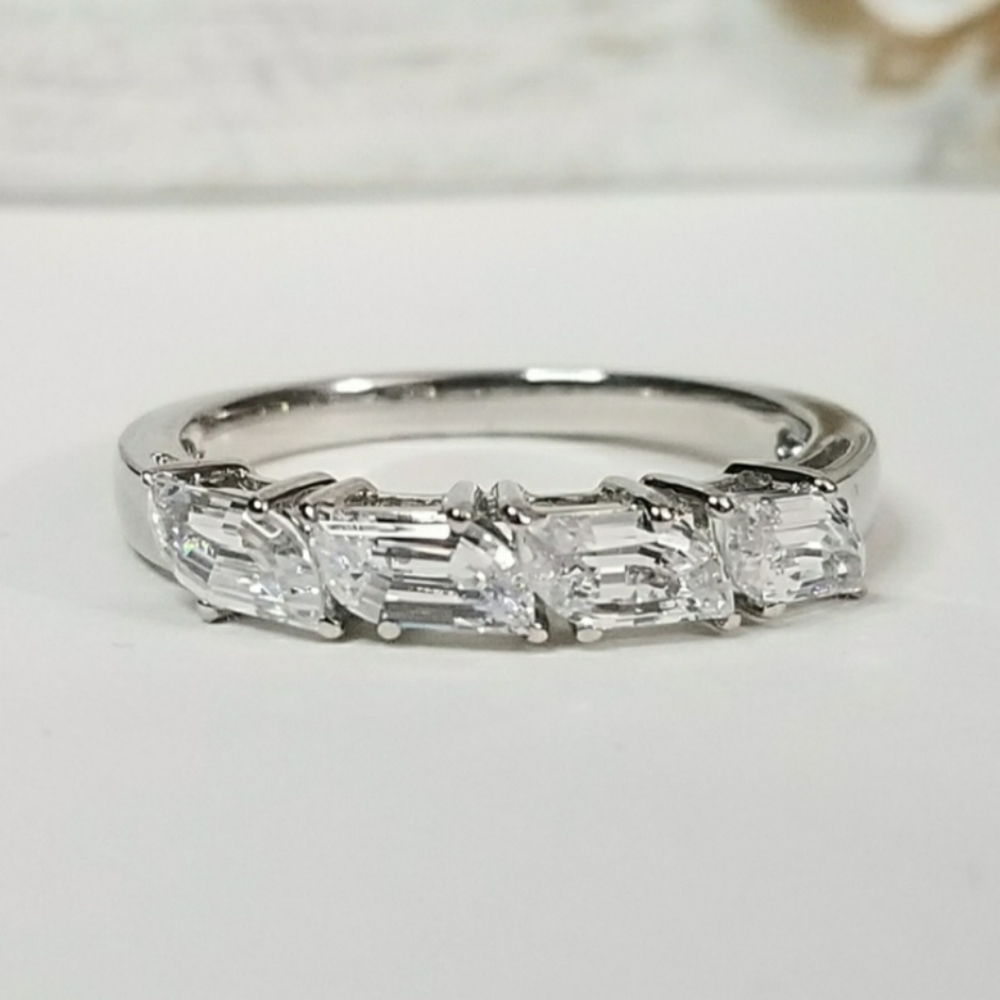 925 Sterling Silver Fancy Cut CZ Ring